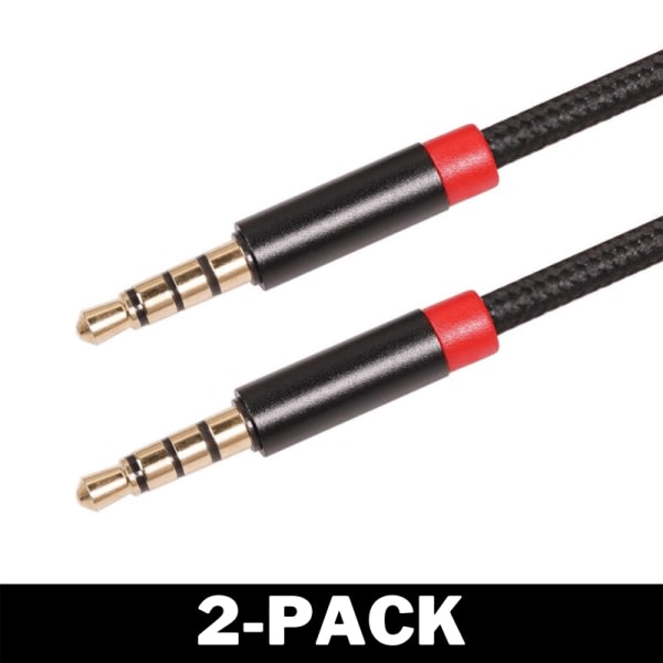 Kestävä AUX-AUX-kaapeli 3,5 mm - Nailonmateriaali 2 metriä 2-Pack