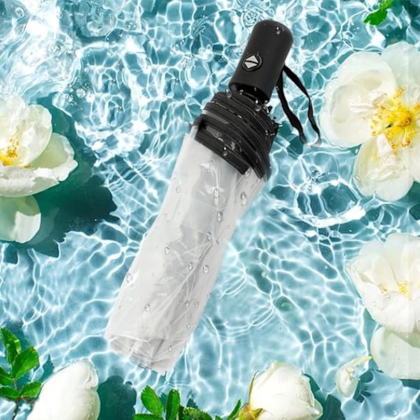Automatisk hopfällbart transparent paraply, automatisk öppning och stängning transparent hopfällbart paraply transparent paraply