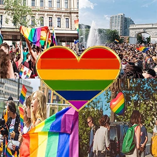 5-pack Bisexuell stolthet hjärtformade knappnålar broscher flaggmärke brosch Rainbow 5pcs