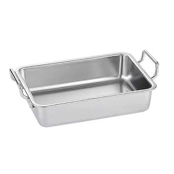 304 Rustfritt Stål Kvadratisk Plate For Snacks Grill Dessert Brett Hjem Kjøkken Spisestue Bordplater Nøtter Kake Frukt Plate Multifunksjonell Oppbevaringsplater Silver With ears