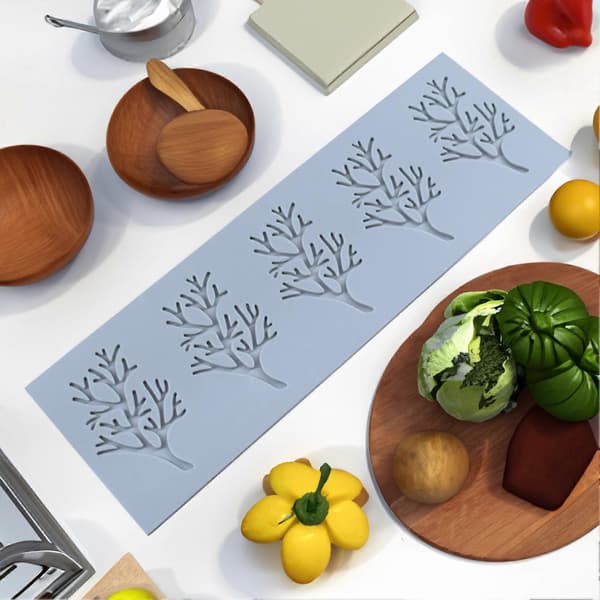 3D Bageform med Bladkoral Mønster - Nem Afformning - Chokolade Tynd Kage Dessert Silikon Bageform Stempling Måtte Grey B