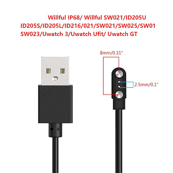 Magneettinen USB-nopea latauskaapeli Willful IP68/Willful -älykelloille 2 pieces