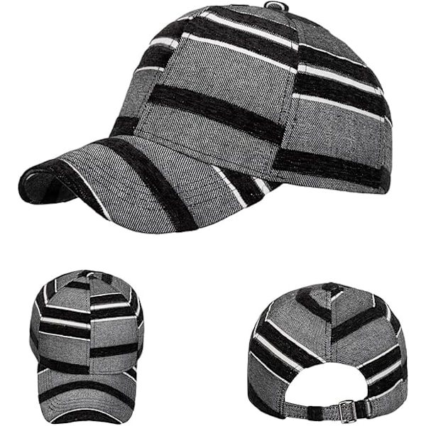 Mote for menn og kvinner - Britisk stripet trykt baseballcaps Duck Tongue Cap Solhatt Grey