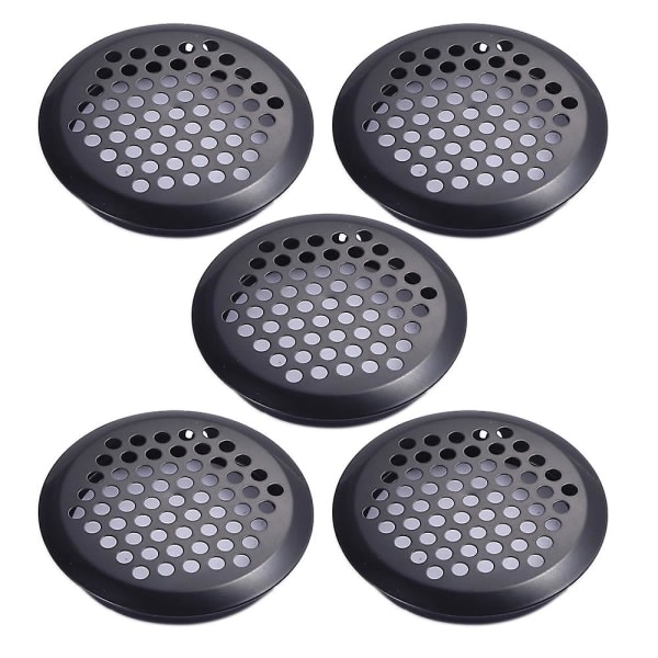 5 pcs stainless steel air vent grille, black round mesh Soffit ventilation for kitchen, bathroom, cabinet