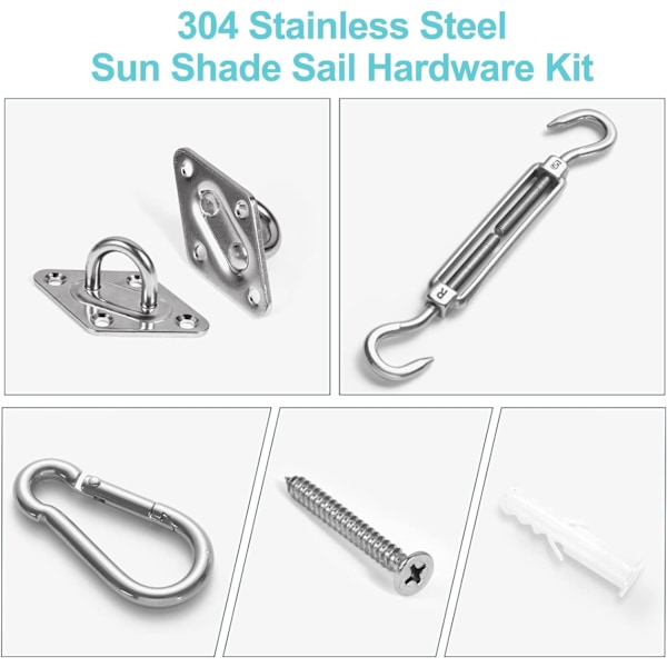 Markisesæt,  Heavy Duty Solsejl Rustfrit Stål Hardware Kit til Have Trekant og Firkant, Rektangel, Solsejl Fastgørelsestilbehør