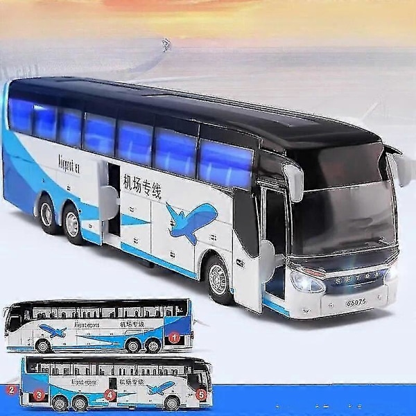 1/50 Setra Luksus Coach Bus Legetøjsbil Die-Cast Miniature Model Træk Tilbage Lyd & Lys Uddannelsesmæssig Samling Gave Til Drenge Børn Airport Express