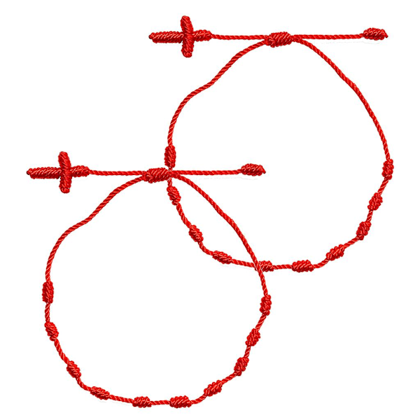 2 stk. Kryds 7 Knude Rød Tråd Armbånd Held Amulet Venskab Armbånd A red