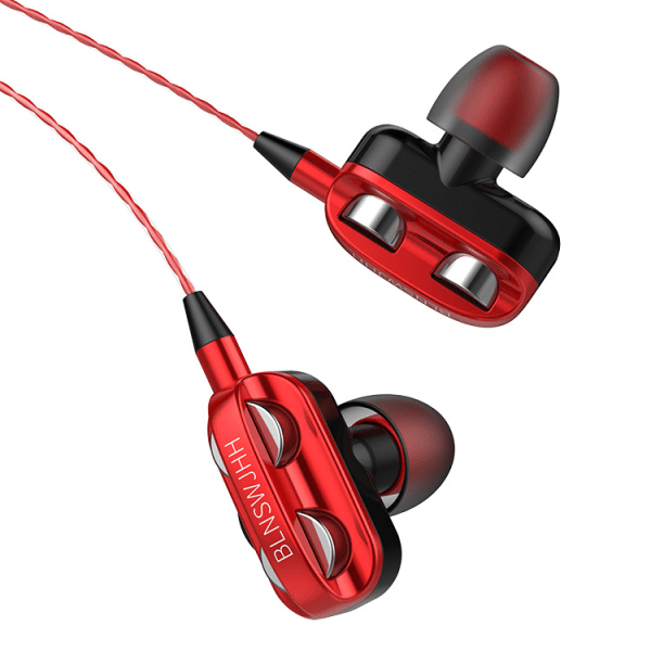 3,5 mm In-ear kablet hodetelefon Super Bass kablet hodetelefon med mikrofonhodetelefon Hifi Stereo støyisolering red