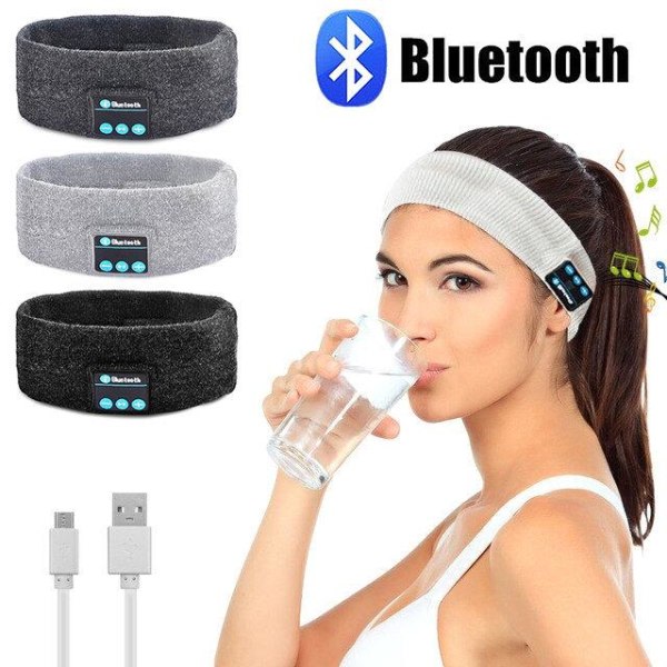 Sovehodetelefoner - Bluetooth-hodebånd med mikrofon svart