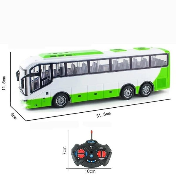 Lasten lelu Rc-auto kauko-ohjattava koulubussi valolla kiertoajelubussi radio-ohjattava sähköauto lapsille lelulahja robottilelut vihreä