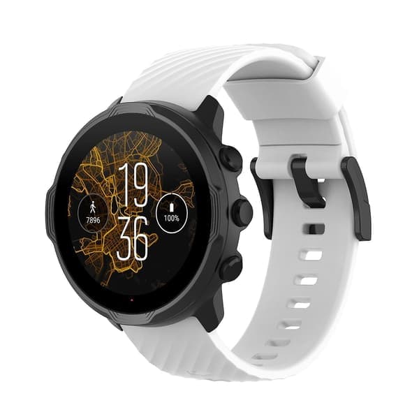 For Suunto 7 ensfarget silikonrem - Perfekt hvit 0 hvit White