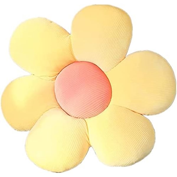Søt blomst Gulvpute Pute Putepute Indie-romdekorpute for tenåringer Tweens jenter Plysj utstoppet leketøy (beige kronblad + gul kjerne, 60 cm)