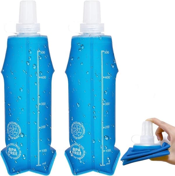 2-pack 500 ml mjuka flaskor, vikbara löparvattenflaskor i TPU, utomhussport-hydreringsflaska, mjuk vattenflaska för hydreringsväst