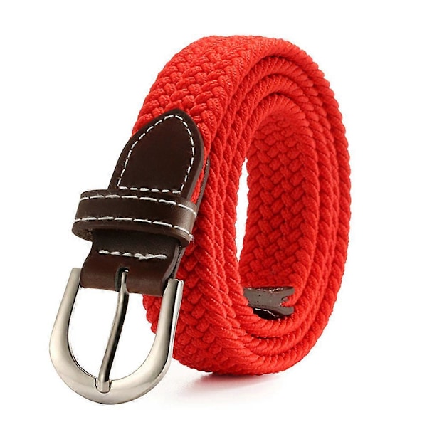 Elastisk stof flettet bælte, slidstærkt strækvævet bælte til unisex mænd/kvinder/unge red pinch tail