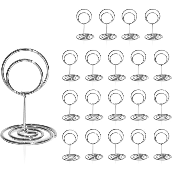 Bordnummerhållare 20 st - 2 tums minibordskorthållare för bröllop, examensdekorationer, kontorsmemo (silver)
