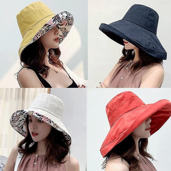 Sommerbrem Solhatt Bøttehatt For Kvinner K34-Beige-leaf