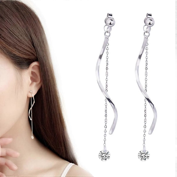 925 Sterling Sølv Lange Tassel Ørepynt, Lange Ørepynt Sølv 925 Kvinner Jenter