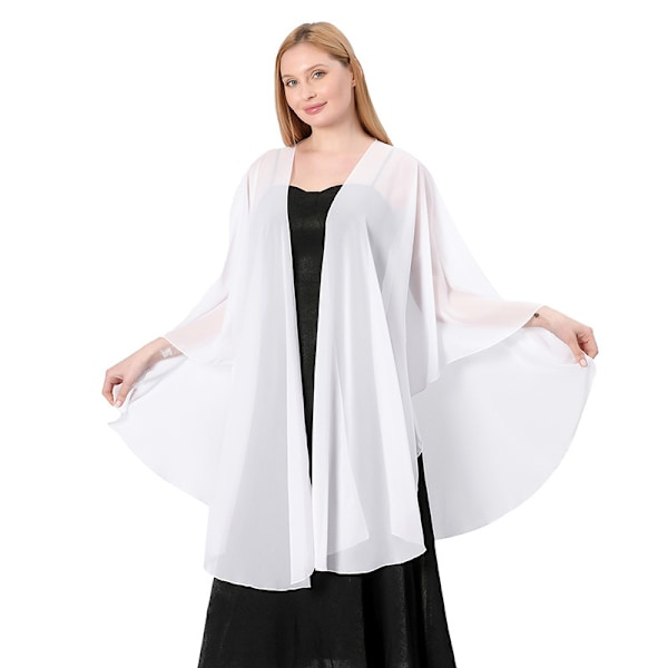 Chiffon Skjerf Stola Bolero Dame for Aftenkjole Festlig Bryllup White