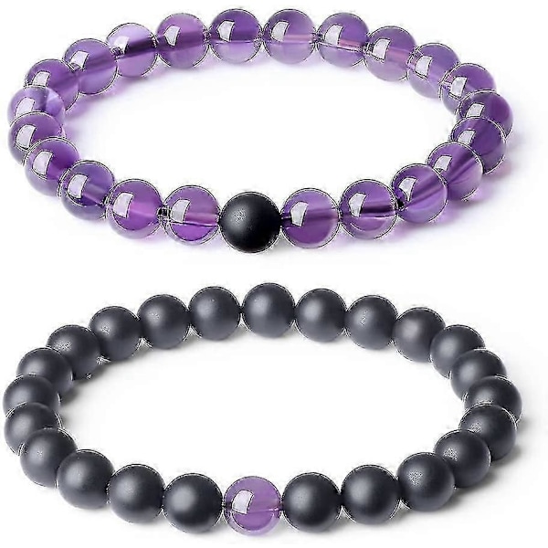 Onyx Ädelsten Matchande Pararmband för Långdistans