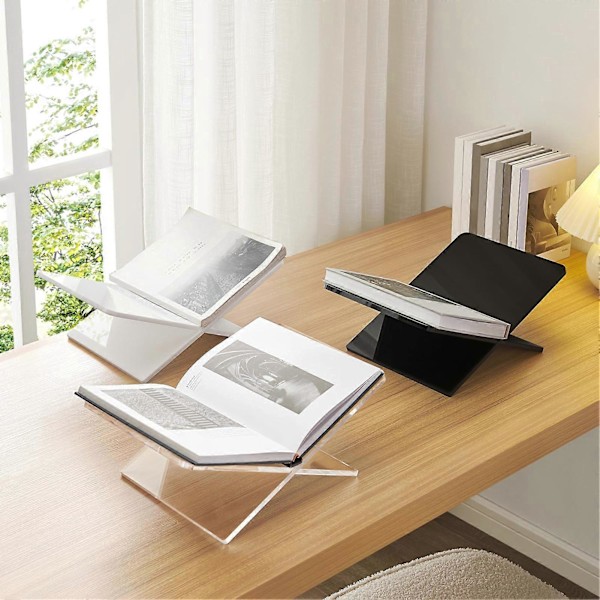 2-pack Akryl Bokstöd X-format Design Klar Stil Tjockare Läsning Bokhylla Bokdisplay Stativ Transparent M
