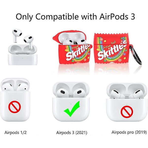 Passer for Airpods 3. generasjon 2021, Silikon Tegneserie Søtt Deksel Beskyttende Støtsikre Deksel for Airpods 3 Skittles standard