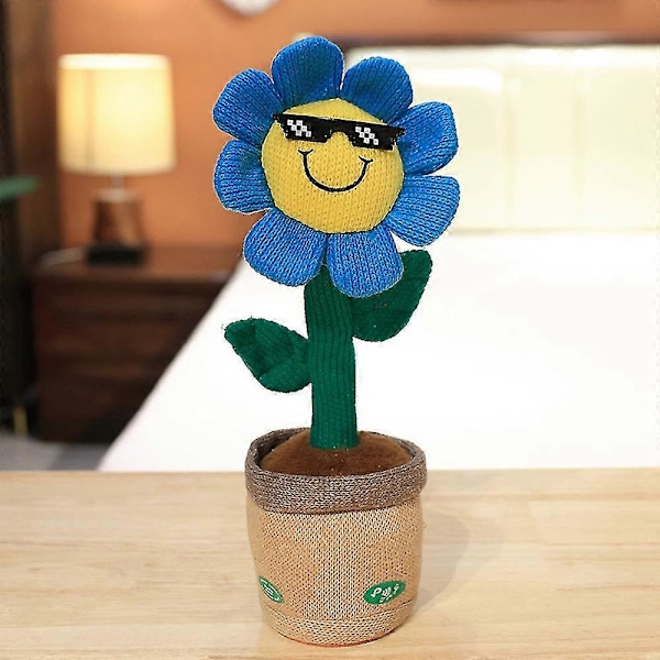 Sähköinen tanssiva auringonkukka-pehmolelu laulava kiertävä pupu-pehmolelu Blue Sunflower Battery