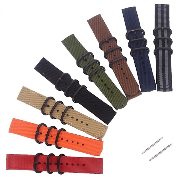 Klokkerem for Suunto 9/9 Baro/7/D5 24mm Nylon Klokkerem Smart Klokkerem med Rund Spenne Black  Orange