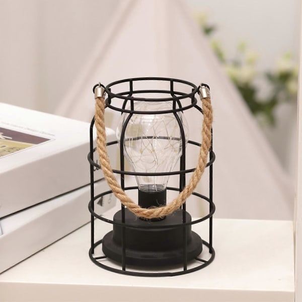 Metall LED-lykt Batteridrevet, Ledningsfri Lys med LED Edison-stil Pære. Perfekt for Bryllup, Fester, Uteplass, Arrangementer for Innendørs skrivebordslampe