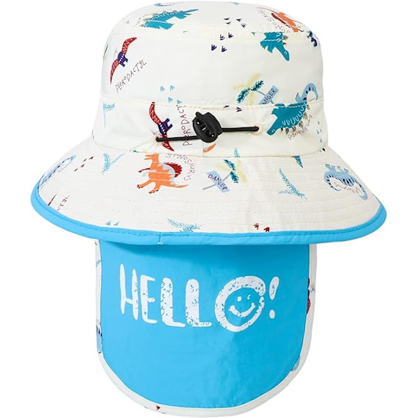 Solhatt Barn Sommar Bucket Hat Bred Brätte Strandhatt med Hakrem UPF50 Dinosaurie Flik Keps för Barn 2-10 År