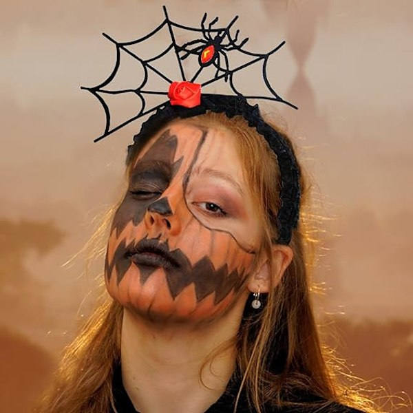 Rød Halloween edderkoppespind hårbøjle cosplay maskeret edderkop pandebånd