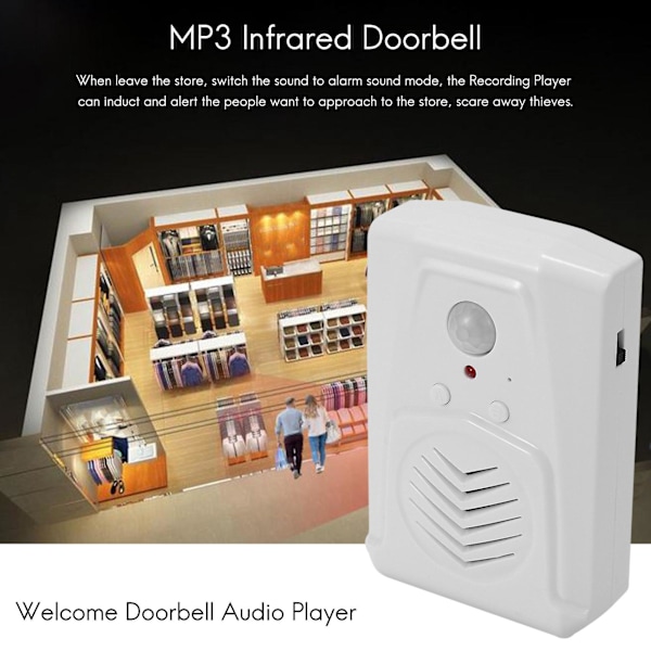 Sensorrörelse Dörrklocka Switch Mp3 Infraröd Dörrklocka Trådlös Pir Rörelsesensor Röstmeddelande Välkommen