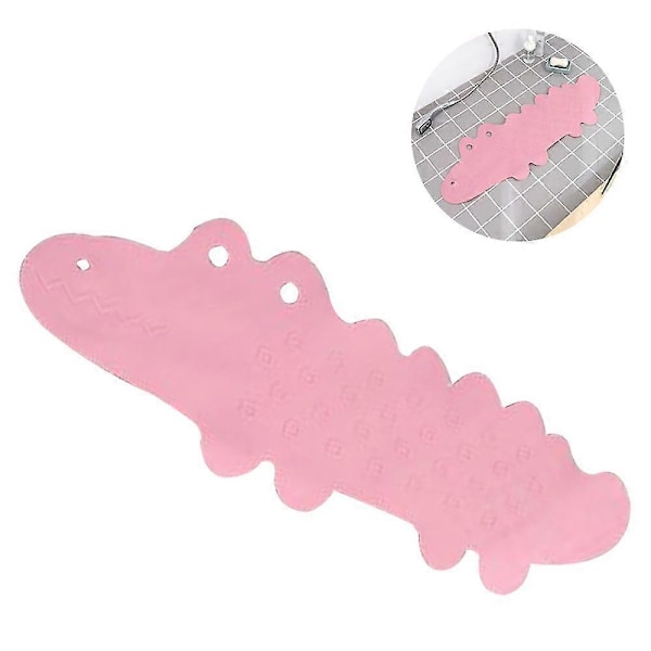 Børne Anti-Slip Badekar Måtte Brusebad Maskinvaskbar, krokodillemønster Pink