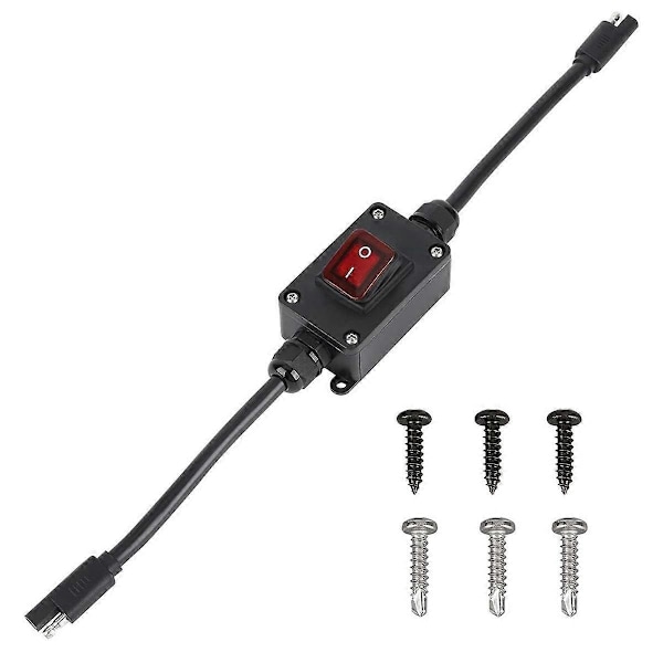 12V Strømbryder, IP65 Vandtæt SAE Stik med LED-indikator, 14 AWG Kabel til Solpanel, L