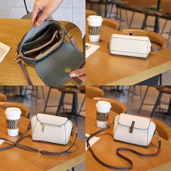 Mjuk Läder Crossbody Väska, Axelväska för Kvinnor Crossbody Skalväska White