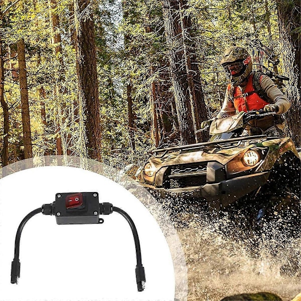 12V Strömställare, IP65 Vattentät SAE-kontakt med LED-indikator, 14 AWG-kabel för solpanel, L