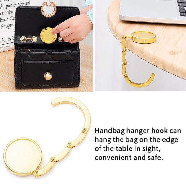 Hopfällbar handväska handväska väska hängare krok hållare bärbar unik fas gold (color) 1PC