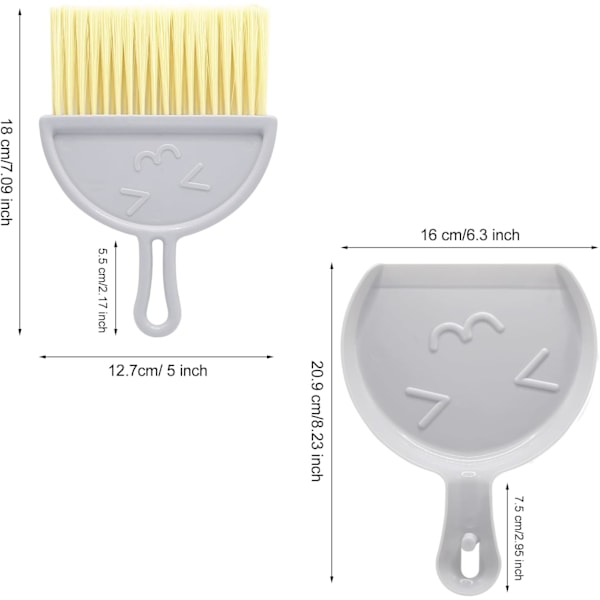 Mini støvbrett og børste, kost og støvbrett sett, bærbar rengjøringsbørste og støvbrett combo, perfekt for støv, smuss og smuler, ideell for de fleste harde overflater
