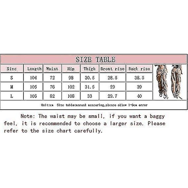 Dame Baggy Hip Hop Cargo Bukser Med Lomme Y2k Lav Talje Snøre Løse Joggingbukser Cargo Bukser Casual Sweatpants Streetwear Khaki M