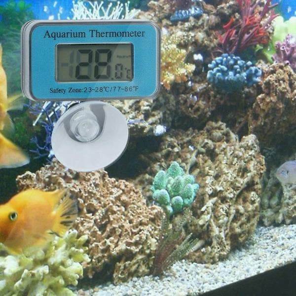 Akvarietermometer - Vanntett termometer - Akvarietermometer med sugekopp - Termometer med LED-display - Batterier inkludert