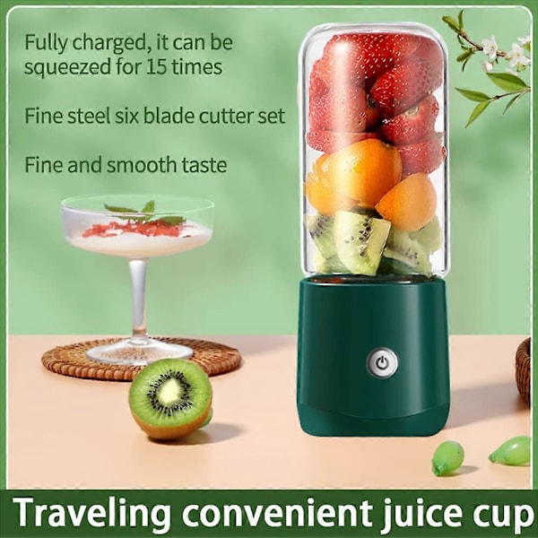 380ML Trådlös Mini Juicepress Fruktjuicepress för Frukt och Grönsaker Juicemaskin, grön