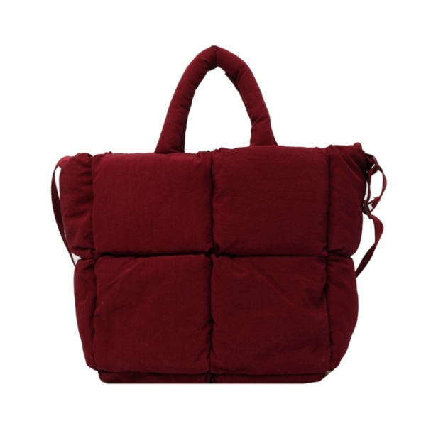Stor håndveske i quiltet design, skulderveske. Hold orden enkelt for kvinner Burgundy