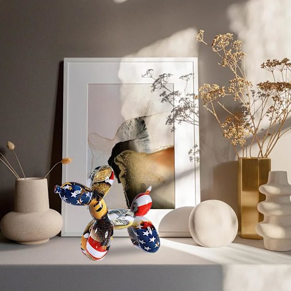 Hartsfigur i ballongform i resin, abstrakt hundstaty, dekorativ figur, graffitiskulpturer, graffitikonst, söt djurhartskonstskulptur, hantverk, dekoration Style 4