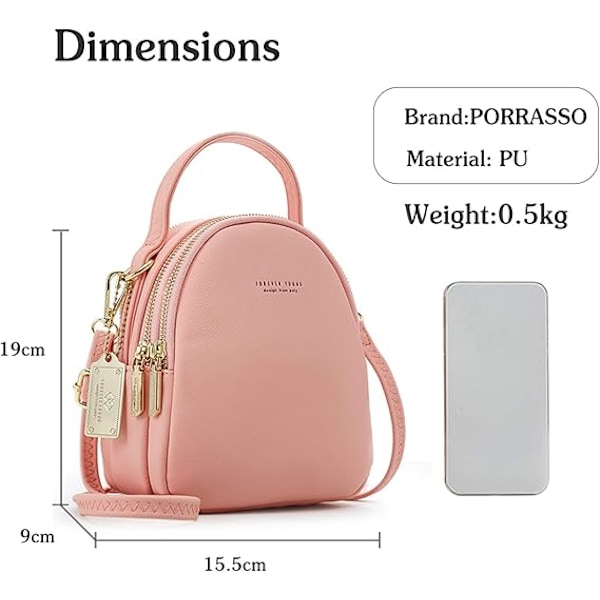 Mini Ryggsäck Dam Mode Handväska Flicka Vattentät Cross-body Väska med Hörlurs Hål Damer Läder Dagryggsäck Dating Resa Pink