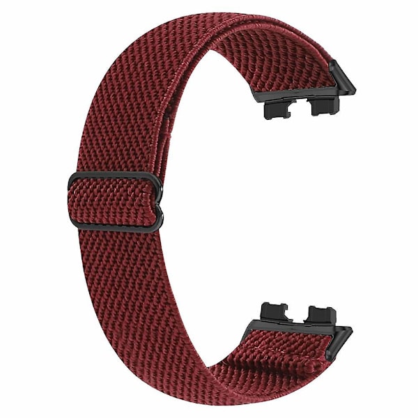 Bohemian Style Elastisk Nylon Smartwatch Rem til Huawei Band 8 - Udskiftning Wine red, Wine Red Huawei Band 8