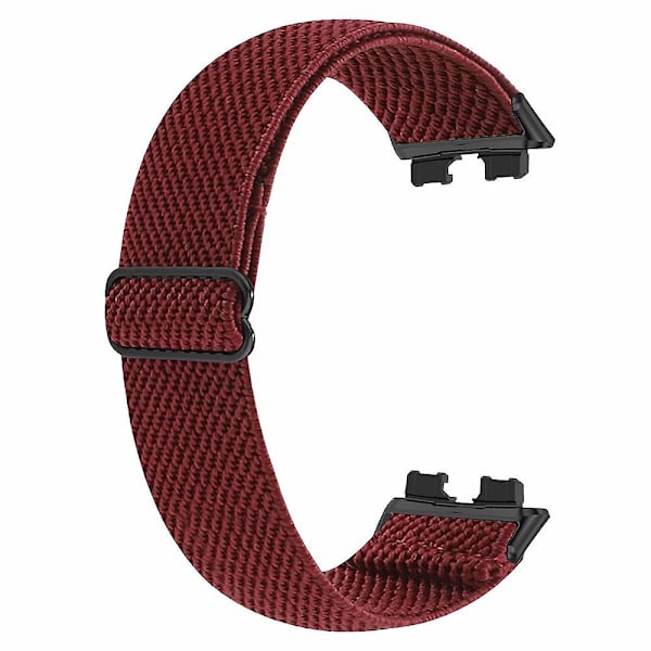 Huawei Band 8:lle sopiva boheemi tyyliin valmistettu joustava nylon-älykellohihna, rannekkeen vaihto Wine red, Wine Red Huawei Band 8