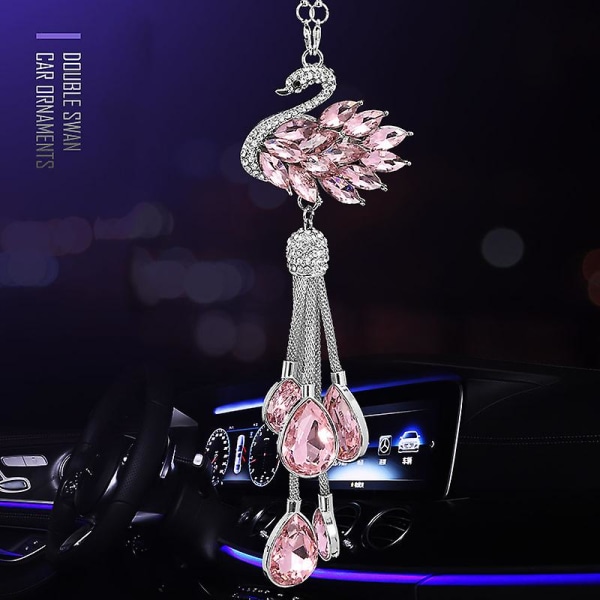 Bling Bling Diamond Auton ripustustarvikkeet Crystal Swan -autokorut taustapeiliin Tarvikkeet Sisustus Nainen Sisustus Pink