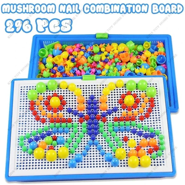 296 st/ set Boxpackade spannmålssvampspikpärlor Intelligenta 3d-pusselspel Jigsaw Board Tidiga pedagogiska leksaker Presenter för barn