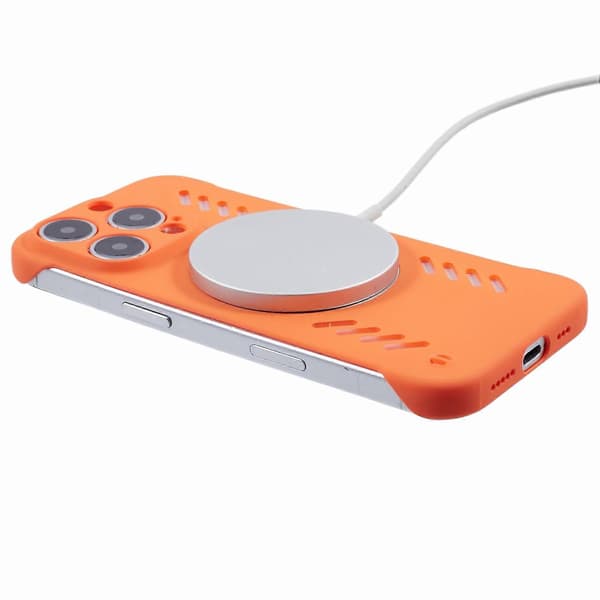 Hårdt PC-etui uden ramme til iPhone 15 Pro Max med varmeafledning - Orange