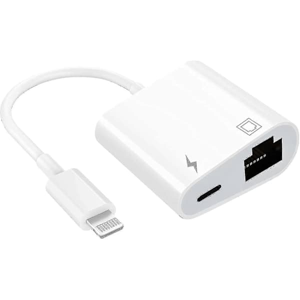 Lightning til Ethernet Adapter, Kompatibel 2-i-1 Ethernet LAN Netværksadapter med Opladningsport