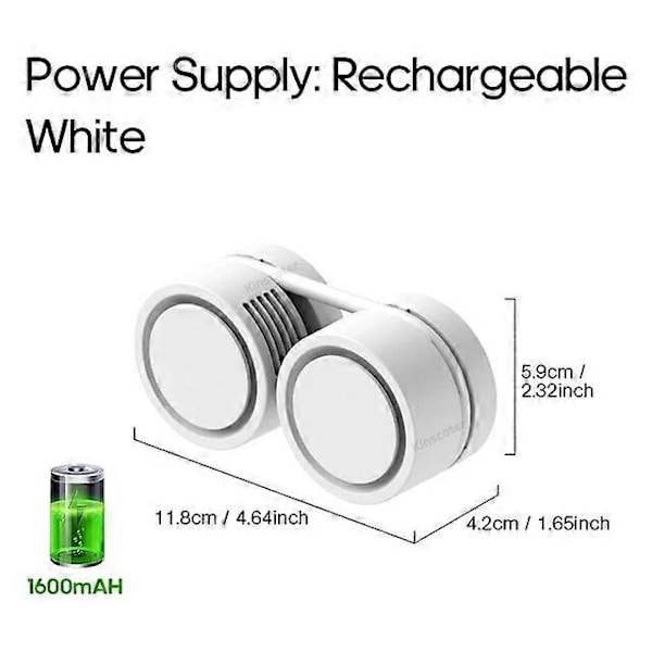 Drivna Handfläktar Hängande Halsfläkt Power ventilador Bladlös Halsbandsfläkt Portabel Mini Luftkylare USB Uppladdningsbara Elektriska Fläktar White